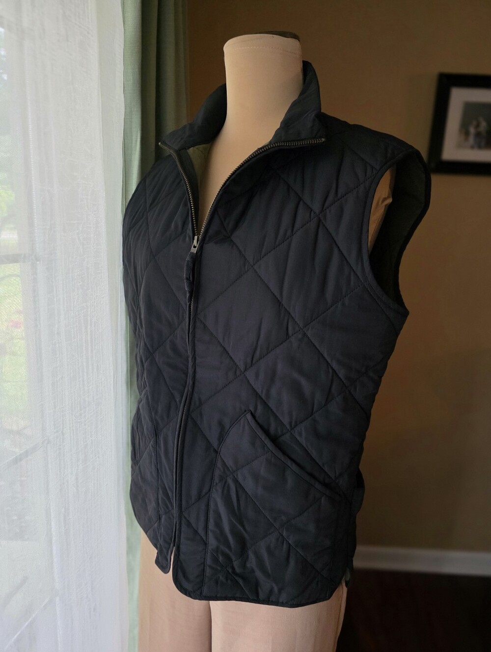 Mens Quilted Walker Vest Navy Blue Jacket Pockets Small S J.Crew Mercantile